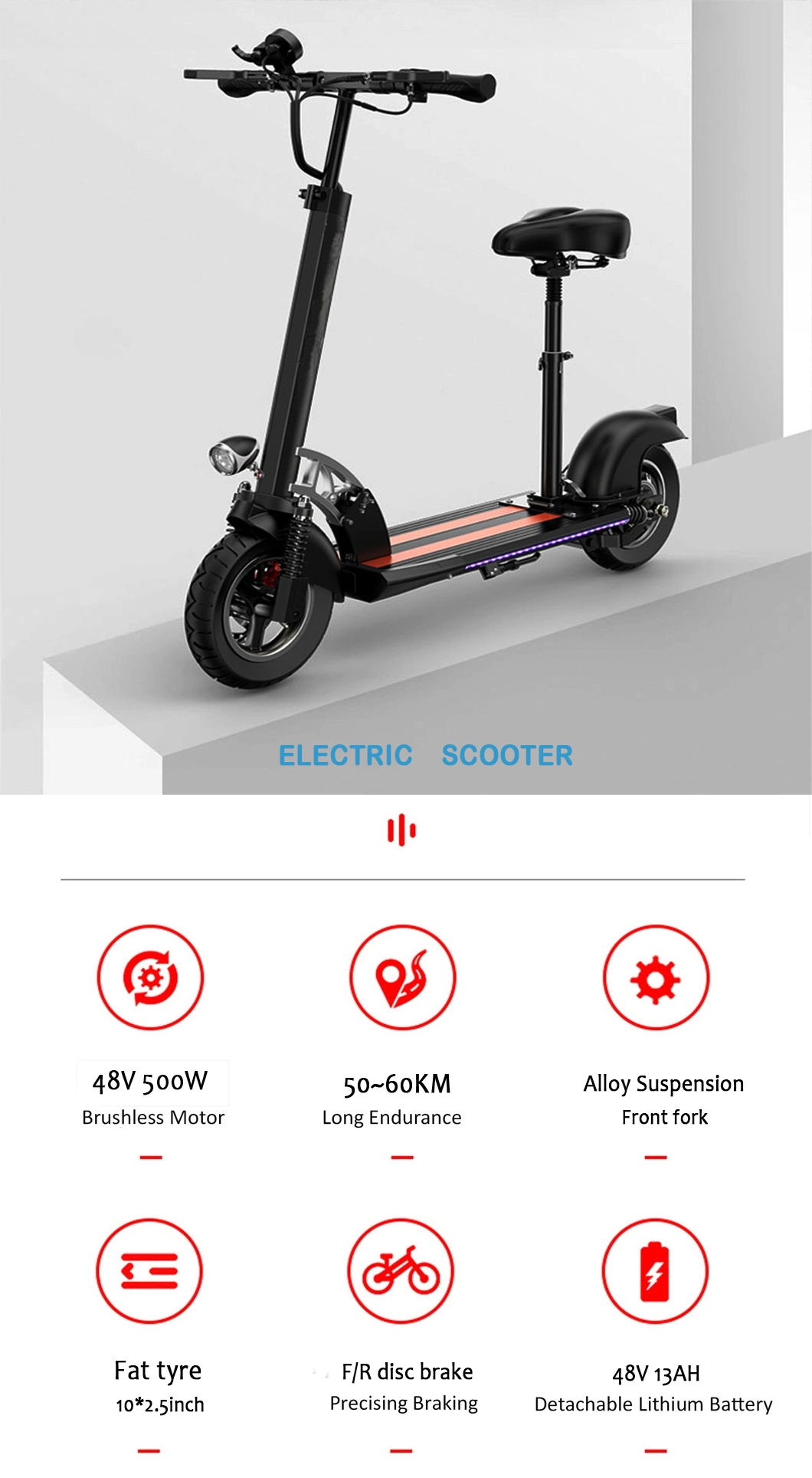 Tire 1000W 500W 450W 40kmh Adult Brushless 36V 350W 350 2000W Electric Small Size Electri Scooters